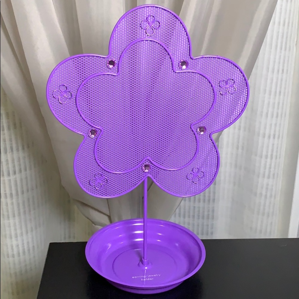 Purple earring jewelery stand